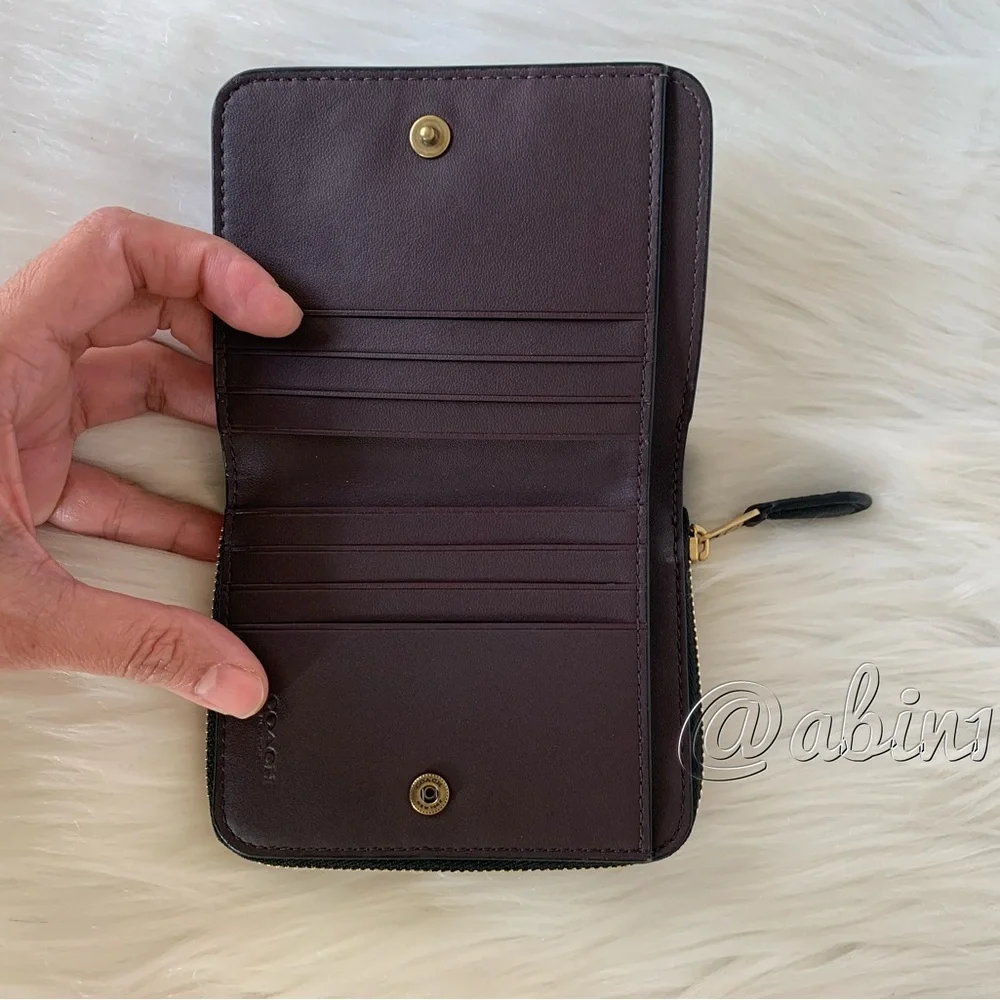 NWT Coach Black Leather Small Billfold Wallet